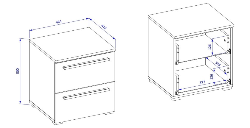 Beistelltisch BOMBAY – Weiß – 2 Schubladen – Mehrfarbige LED-Beleuchtung – Modernes Design