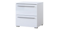Table de chevet BOMBAY – Blanc – 2 tiroirs – Éclairage LED multicolore – Design moderne