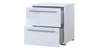 Table de chevet BOMBAY – Blanc – 2 tiroirs – Éclairage LED multicolore – Design moderne