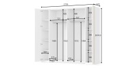 Armoire FLORENCE – Blanc et chêne – 2 portes coulissantes + 2 battantes – L218 cm – 10 étagères
