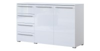 Cómoda BOMBAY – Blanco brillante – 4 cajones y 2 puertas – Iluminación LED multicolor