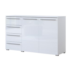 Cómoda BOMBAY – Blanco brillante – 4 cajones y 2 puertas – Iluminación LED multicolor
