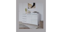 Cómoda BOMBAY – Blanco brillante – 4 cajones y 2 puertas – Iluminación LED multicolor