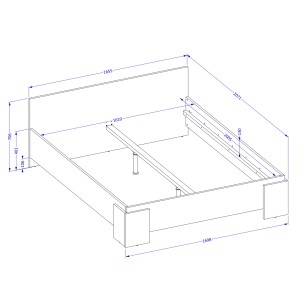 Bett BOMBAY – 160x200 cm – Weiß – Modernes Design – Lattenrost nicht inbegriffen