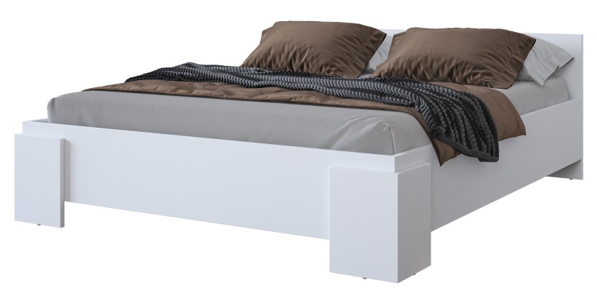 Bett BOMBAY – 160x200 cm – Weiß – Modernes Design – Lattenrost nicht inbegriffen