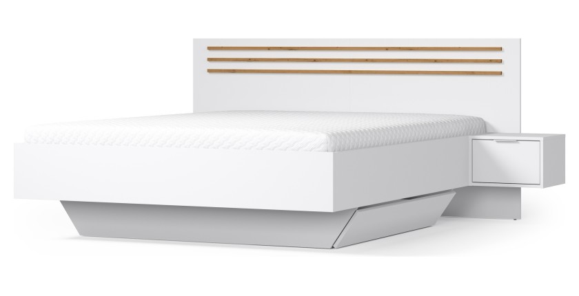 Bed FLORENCE – 180x200 cm – Wit – Met twee nachtkastjes – Lattenbodem en lades niet inbegrepen
