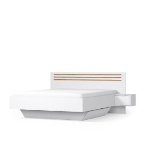 Bed FLORENCE – 180x200 cm – Wit – Met twee nachtkastjes – Lattenbodem en lades niet inbegrepen