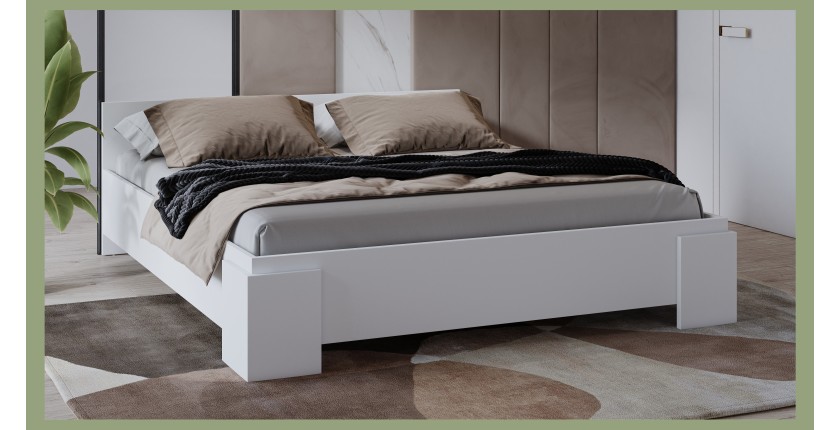 Bed BOMBAY – 180x200 cm – Wit design – Lattenbodem niet inbegrepen – Hedendaagse stijl