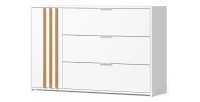 Commode FLORENCE – Blanc et chêne – 1 porte + 3 tiroirs – Soft Close – Design contemporain
