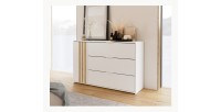 Commode FLORENCE – Blanc et chêne – 1 porte + 3 tiroirs – Soft Close – Design contemporain