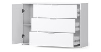 Commode FLORENCE – Blanc et chêne – 1 porte + 3 tiroirs – Soft Close – Design contemporain
