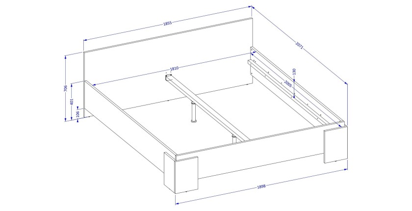 Bed BOMBAY – 180x200 cm – Wit design – Lattenbodem niet inbegrepen – Hedendaagse stijl