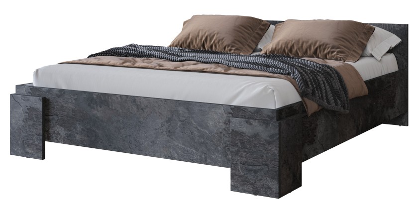 Lit BOMBAY – 160x200 cm – Effet ardoise – Design moderne