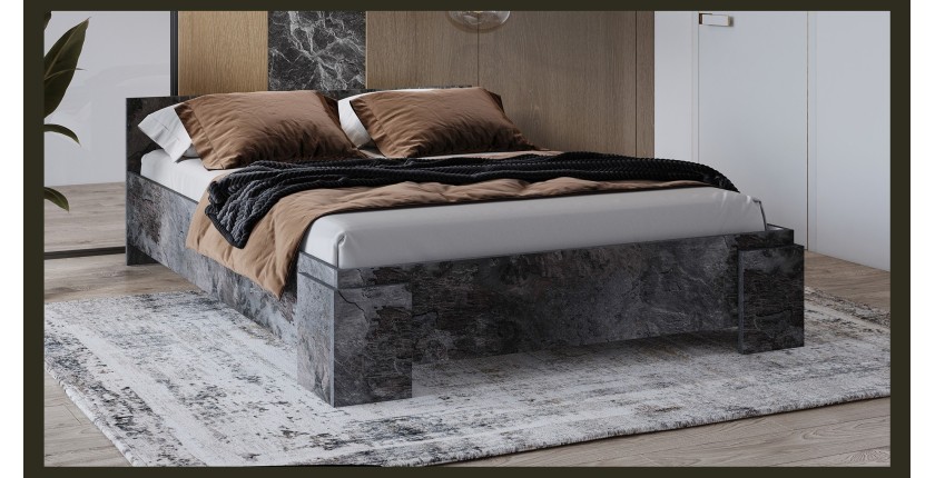 Lit BOMBAY – 160x200 cm – Effet ardoise – Design moderne