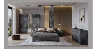 Lit BOMBAY – 180x200 cm – Effet ardoise – Design moderne