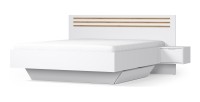 Chambre complète FLORENCE – Lit 160x200 + sommier + tiroirs + armoire + commode – Blanc et chêne