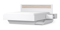 Chambre complète FLORENCE – Lit 160x200 + sommier + tiroirs + armoire + commode – Blanc et chêne
