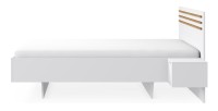 Chambre complète FLORENCE – Lit 160x200 + sommier + tiroirs + armoire + commode – Blanc et chêne