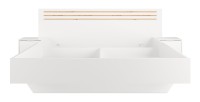 Chambre complète FLORENCE – Lit 160x200 + sommier + tiroirs + armoire + commode – Blanc et chêne