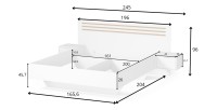 Chambre complète FLORENCE – Lit 160x200 + sommier + tiroirs + armoire + commode – Blanc et chêne