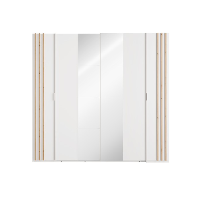 Camera completa FLORENCE – Letto 160x200 + rete + cassetti + armadio + cassettiera – Bianco e rovere