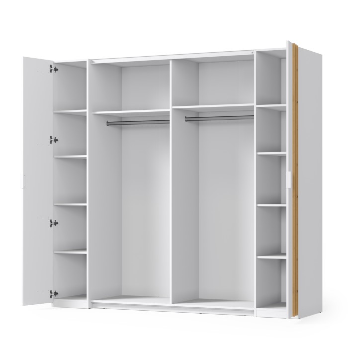 Camera completa FLORENCE – Letto 160x200 + rete + cassetti + armadio + cassettiera – Bianco e rovere