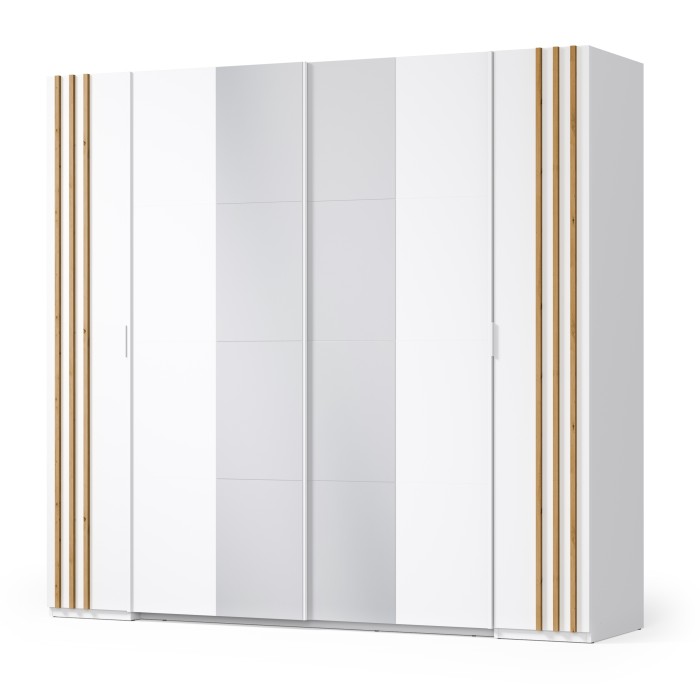 Camera completa FLORENCE – Letto 160x200 + rete + cassetti + armadio + cassettiera – Bianco e rovere
