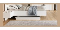 Chambre complète FLORENCE – Lit 160x200 + sommier + tiroirs + armoire + commode – Blanc et chêne