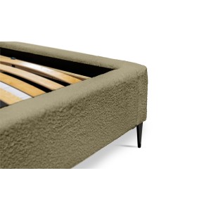 Bed MILLIO – Kaki – 160x200 cm – Stof met lusjeschenille – Inclusief lattenbodem – 5-sterren hotelcomfort