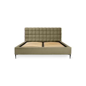 Bed MILLIO – Kaki – 160x200 cm – Stof met lusjeschenille – Inclusief lattenbodem – 5-sterren hotelcomfort