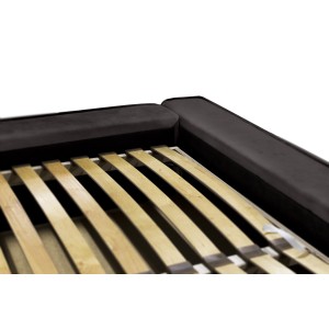 Bed met opbergruimte DENALI – Antracietgrijs – 140x200 cm – Zacht fluwelen stof – Opklapbare lattenbodem – Geïntegreerde opbergr
