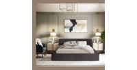 Bed met opbergruimte DENALI – Antracietgrijs – 140x200 cm – Zacht fluwelen stof – Opklapbare lattenbodem – Geïntegreerde opbergr