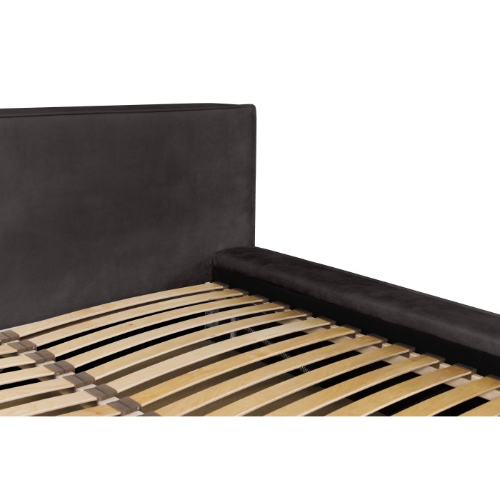 Bed met opbergruimte VELORA – Antracietgrijs – 160x200 cm – Zacht fluwelen stof – Opklapbare lattenbodem – Geïntegreerde opbergr