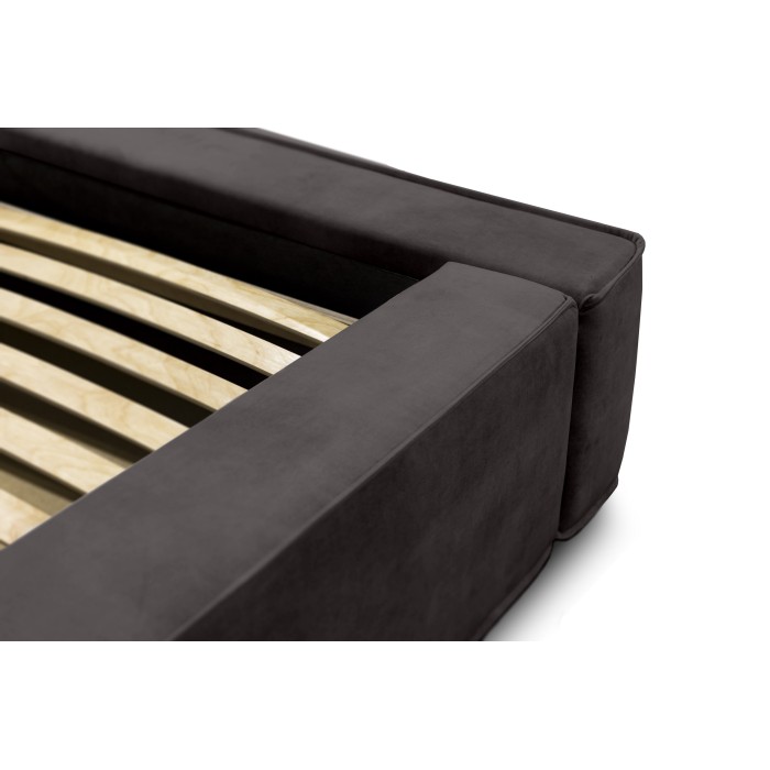 Bed met opbergruimte VELORA – Antracietgrijs – 160x200 cm – Zacht fluwelen stof – Opklapbare lattenbodem – Geïntegreerde opbergr