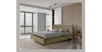 Bed MILLIO – Olijf – 180x200 cm – Stof chenille bouclé – Inclusief bedbodem – 5-sterren hotelcomfort