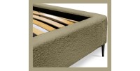 Bed MILLIO – Olijf – 180x200 cm – Stof chenille bouclé – Inclusief bedbodem – 5-sterren hotelcomfort