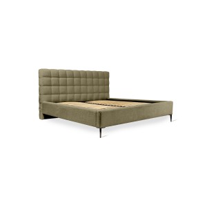 Bed MILLIO – Olijf – 180x200 cm – Stof chenille bouclé – Inclusief bedbodem – 5-sterren hotelcomfort