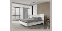 Bed MILLIO - Ivoor - 140x200 cm - Gebobbeld chenille stof - Inclusief lattenbodem - 5-sterren hotelcomfort