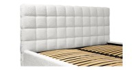 Bed MILLIO - Ivoor - 140x200 cm - Gebobbeld chenille stof - Inclusief lattenbodem - 5-sterren hotelcomfort