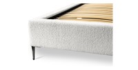 Bed MILLIO - Ivoor - 140x200 cm - Gebobbeld chenille stof - Inclusief lattenbodem - 5-sterren hotelcomfort