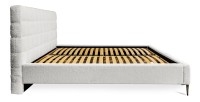 Bed MILLIO - Ivoor - 140x200 cm - Gebobbeld chenille stof - Inclusief lattenbodem - 5-sterren hotelcomfort
