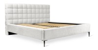 Bed MILLIO - Ivoor - 140x200 cm - Gebobbeld chenille stof - Inclusief lattenbodem - 5-sterren hotelcomfort