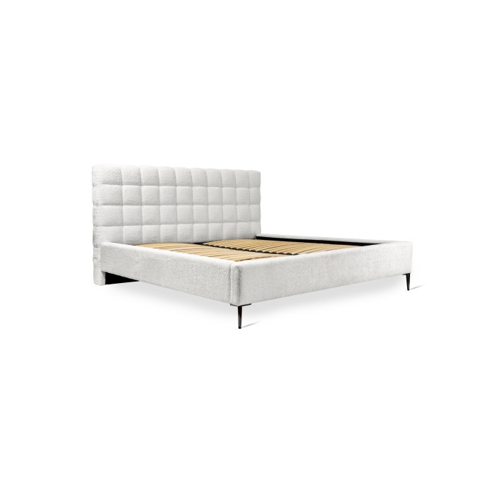 Cama MILLIO – Marfil – 140x200 cm – Tela de chenilla rizada – Somier incluido – Confort de hotel 5 estrellas