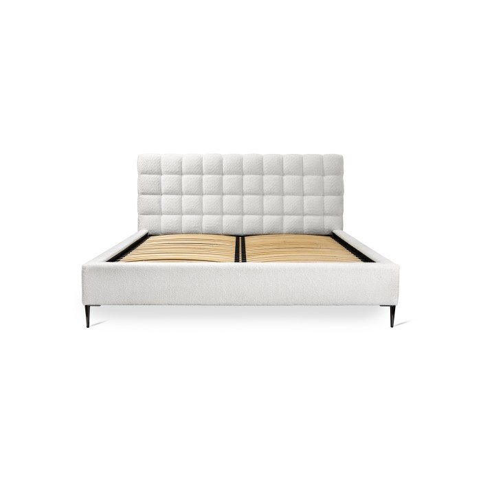 Cama MILLIO – Marfil – 140x200 cm – Tela de chenilla rizada – Somier incluido – Confort de hotel 5 estrellas