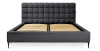 Lit MILLIO – Noir – 180x200 cm – Tissu chenille bouclé – Sommier inclus – Confort hôtel 5 étoiles