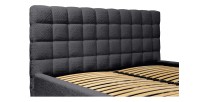 Lit MILLIO – Noir – 180x200 cm – Tissu chenille bouclé – Sommier inclus – Confort hôtel 5 étoiles