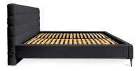 Lit MILLIO – Noir – 180x200 cm – Tissu chenille bouclé – Sommier inclus – Confort hôtel 5 étoiles