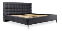 Lit MILLIO – Noir – 180x200 cm – Tissu chenille bouclé – Sommier inclus – Confort hôtel 5 étoiles