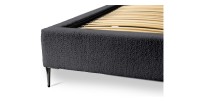 Cama MILLIO – Negra – 140x200 cm – Tela de chenilla rizada – Somier incluido – Confort de hotel 5 estrellas