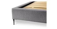Lit MILLIO – Gris anthracite – 180x200 cm – Tissu chenille bouclé – Sommier inclus – Confort hôtel 5 étoiles